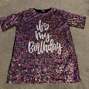 NWOT Sequin “It’s my Birthday” Shift Dress